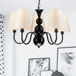 Lustre Mary Avec Cinq Abat-jour, Noir/blanc -Paulmann || Hera Soldes 10004904 1