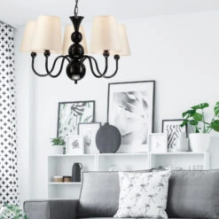 Lustre Mary Avec Cinq Abat-jour, Noir/blanc -Paulmann || Hera Soldes 10004904 2