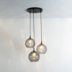 Suspension Milano, 3 Abat-jour En Verre Fumé -Paulmann || Hera Soldes 10017168 1
