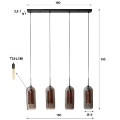 Suspension Kamilian 4 Lampes Fumée/noire Perforée -Paulmann || Hera Soldes 10020482 3