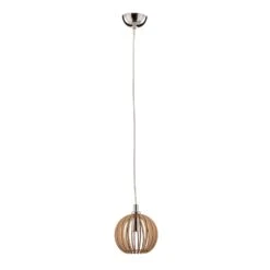 Suspension Paz Chromée, Lamelles Bois, Ø 17 cm -Paulmann || Hera Soldes 1089415 2