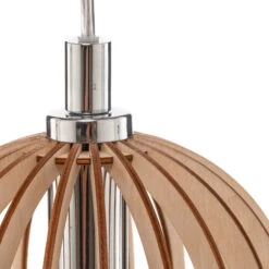 Suspension Paz Chromée, Lamelles Bois, Ø 17 cm -Paulmann || Hera Soldes 1089415 4