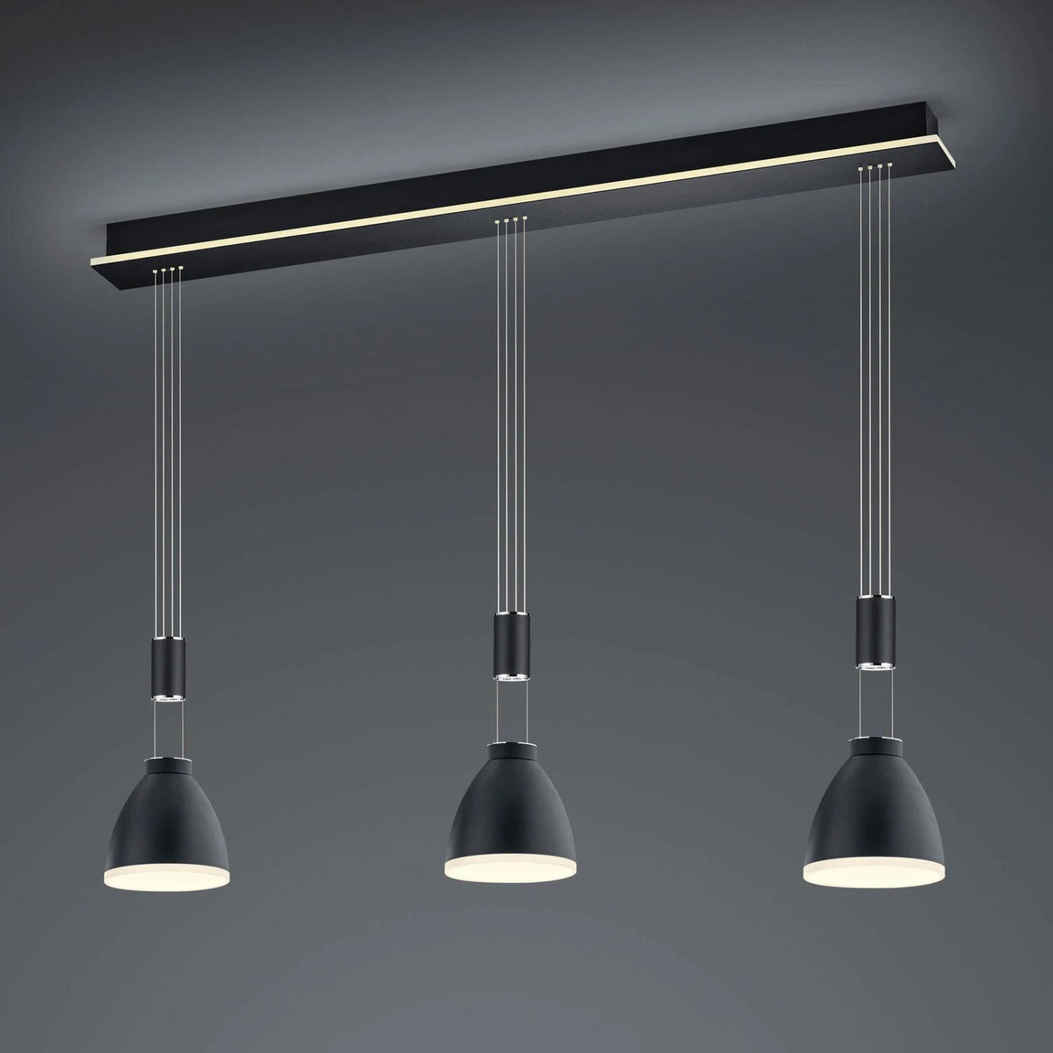 Suspension LED Leni, à 3 Lampes, Noire 3 Suspension LED Leni, à 3 Lampes, Noire