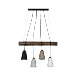 Suspension Como, à 4 Lampes, Noyer -Paulmann || Hera Soldes 1573522 1