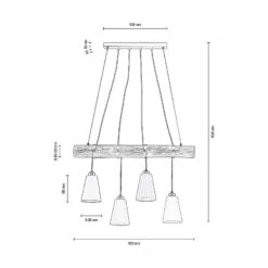 Suspension Como, à 4 Lampes, Noyer -Paulmann || Hera Soldes 1573522 2