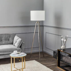 Rothfels Mayralis Lampadaire Tissu Trépied Nickel -Paulmann || Hera Soldes 1575028 2