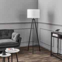 Rothfels Mayralis Lampadaire Tissu Trépied Noir -Paulmann || Hera Soldes 1575029 2