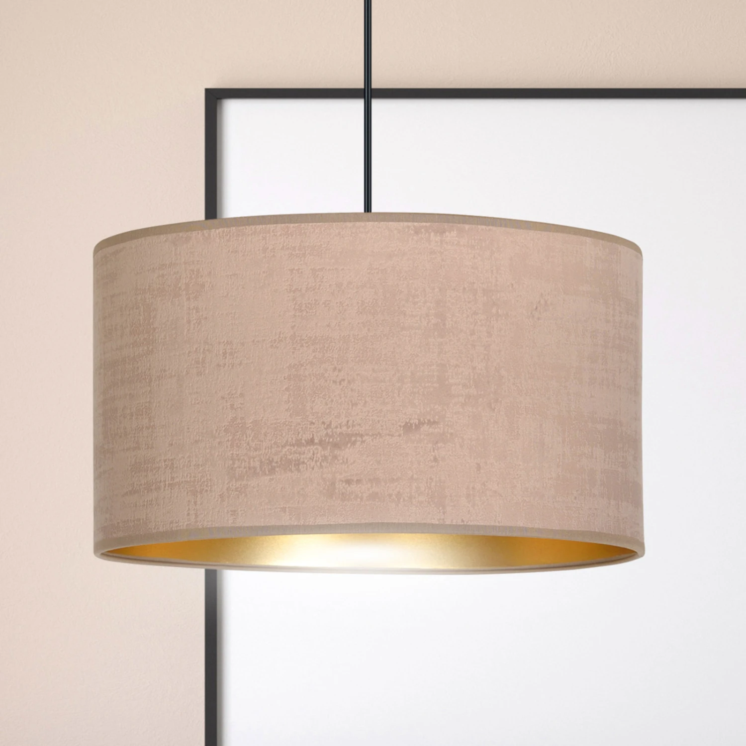 Suspension Jari Abat-jour Tissu 1 Lampe Rosé Doré 5 Suspension Jari Abat-jour Tissu 1 Lampe Rosé Doré – Image 3