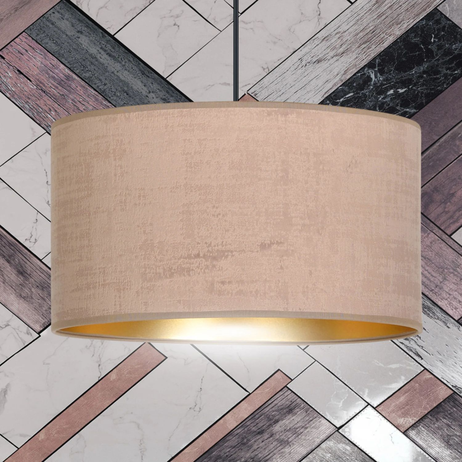 Suspension Jari Abat-jour Tissu 1 Lampe Rosé Doré 3 Suspension Jari Abat-jour Tissu 1 Lampe Rosé Doré