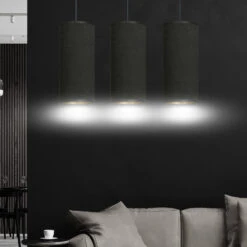 Suspension Joni Tissu Allongée 3 Lampes Noir Doré -Paulmann || Hera Soldes 3071373 3