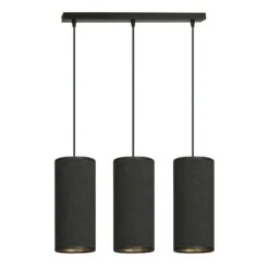 Suspension Joni Tissu Allongée 3 Lampes Noir Doré -Paulmann || Hera Soldes 3071373 4