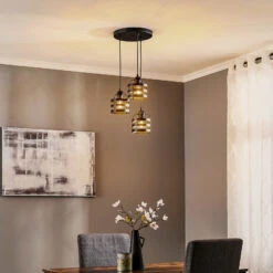 Suspension Lars Avec Anneaux Noirs, 3 Lampes -Paulmann || Hera Soldes 3076063 1