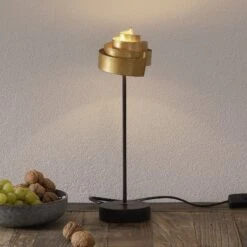 Jolie Lampe à Poser BANDEROLE GOLD En Fer
