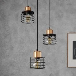 Suspension Edison En Noir/cuivré à 3 Lampes Ronde -Paulmann || Hera Soldes 4549047 2