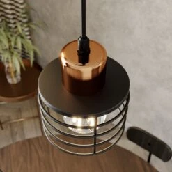 Suspension Edison En Noir/cuivré à 3 Lampes Ronde -Paulmann || Hera Soldes 4549047 4