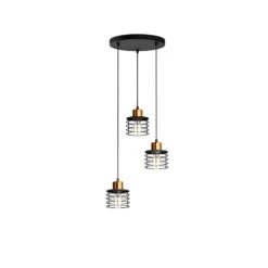 Suspension Edison En Noir/cuivré à 3 Lampes Ronde -Paulmann || Hera Soldes 4549047 5
