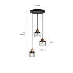 Suspension Edison En Noir/cuivré à 3 Lampes Ronde -Paulmann || Hera Soldes 4549047 6