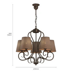 Lustre Midgrad à Cinq Lampes, Brun -Paulmann || Hera Soldes 6118158 6