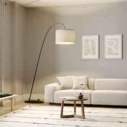 Lampadaire Arqué Alice Avec Abat-jour Tissu Café -Paulmann || Hera Soldes 7022049 1