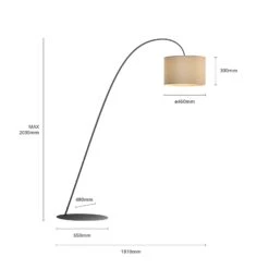 Lampadaire Arqué Alice Avec Abat-jour Tissu Café -Paulmann || Hera Soldes 7022049 6