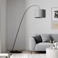 Lampadaire Arqué Alice Avec Abat-jour Tissu Gris -Paulmann || Hera Soldes 7022050 2
