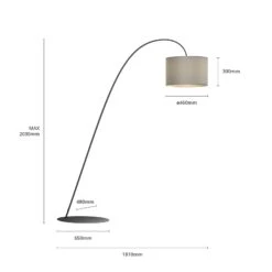 Lampadaire Arqué Alice Avec Abat-jour Tissu Gris -Paulmann || Hera Soldes 7022050 6