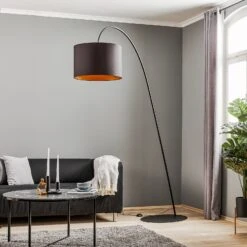 Lampadaire Arqué Avec Abat-jour Noir Et Doré -Paulmann || Hera Soldes 7022121 2
