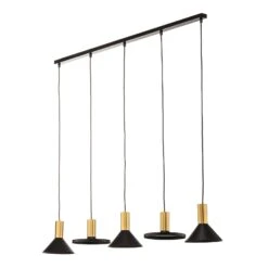 Suspension Hermanos V 5 lampes Noire/laiton -Paulmann || Hera Soldes 7022326 2