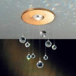 Lampe Encastr. Feng Shui, éléments Swarovski Dorés