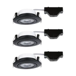Paulmann Lampe Encastrée LED 93367 Set 3x4,8W Noir -Paulmann || Hera Soldes 7603164 3