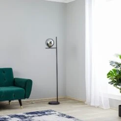 Lindby Denva Lampadaire Verre Fumé, Sphère Grise -Paulmann || Hera Soldes 8032630 2