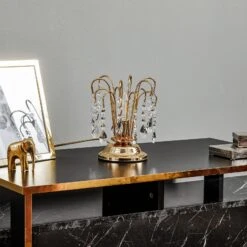 Lampe De Table Pioggia, Cristal, 26cm, Dorée -Paulmann || Hera Soldes 8603196 2