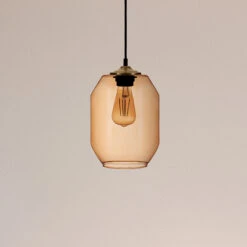 Suspension Barrel Abat-jour Verre Soufflé Brun -Paulmann || Hera Soldes 8612087 2