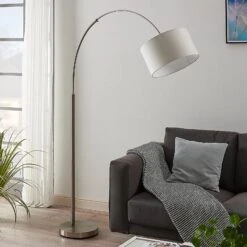 Lampadaire Arqué Railyn, Abat-jour Blanc Ancien -Paulmann || Hera Soldes 9621369 2