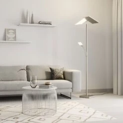 Lucande Lampadaire Indirect LED Parthena, Nickel -Paulmann || Hera Soldes 9624291 1