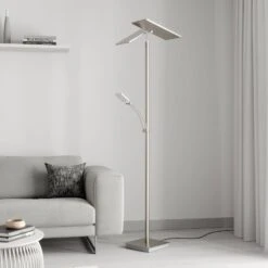 Lucande Lampadaire Indirect LED Parthena, Nickel -Paulmann || Hera Soldes 9624291 2