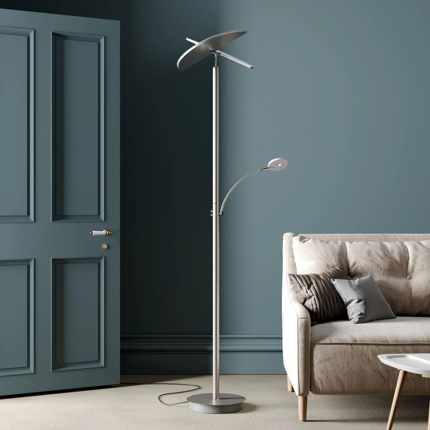 Lucande Lampadaire Indirect LED Anniki, Nickel 5 Lucande Lampadaire Indirect LED Anniki, Nickel – Image 3