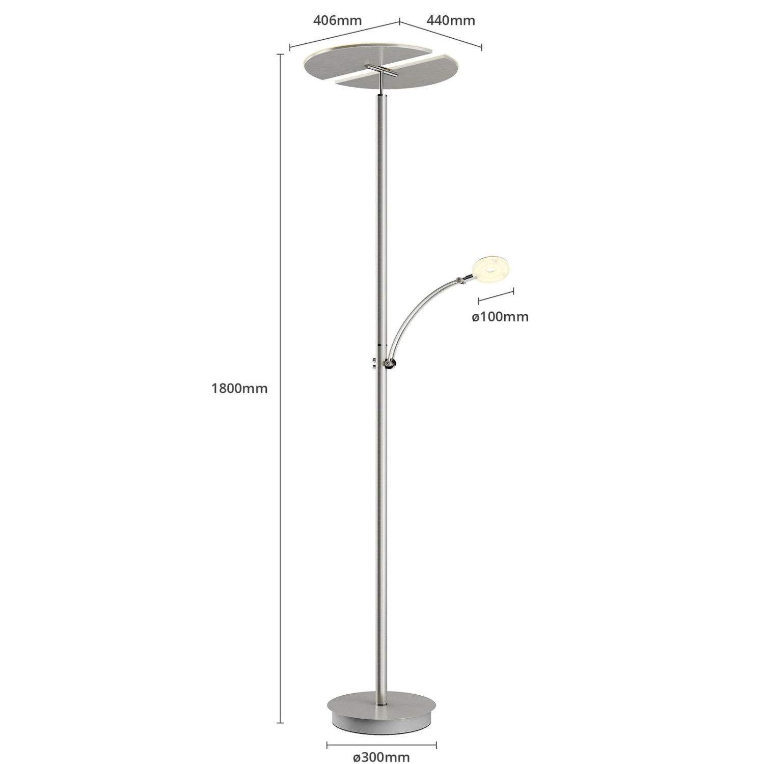 Lucande Lampadaire Indirect LED Anniki, Nickel 9 Lucande Lampadaire Indirect LED Anniki, Nickel – Image 7