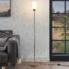 Lindby Nicus Lampadaire En Bois Abat-jour En Verre -Paulmann || Hera Soldes 9624583