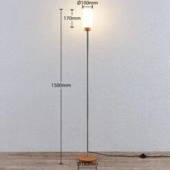 Lindby Nicus Lampadaire En Bois Abat-jour En Verre -Paulmann || Hera Soldes 9624583 3