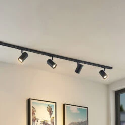 Lindby Linaro Rail Monophasé 4 Lampes Noir -Paulmann || Hera Soldes 9627143 1