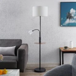 Lindby Aovan Lampadaire à Tablette Et USB, Noir -Paulmann || Hera Soldes 9627407 1