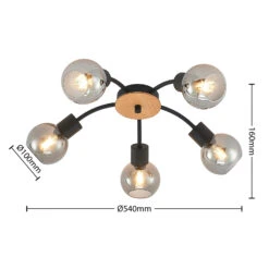 Lindby Eridia Plafonnier, Bois, 5 lampes, Rond -Paulmann || Hera Soldes 9627861 3