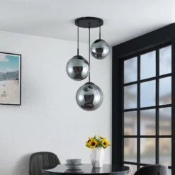 Lindby Teeja Suspension 3 Sphères Verre Gris Fumée -Paulmann || Hera Soldes 9628018 1