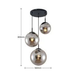 Lindby Teeja Suspension 3 Sphères Verre Gris Fumée -Paulmann || Hera Soldes 9628018 4