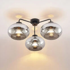 Lindby Navidia Plafonnier, Abat-jour En Verre Fumé -Paulmann || Hera Soldes 9628142 4