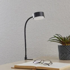Lindby Kaylou Lampe Pince LED, Bras Flexible, Noir -Paulmann || Hera Soldes 9628318 2