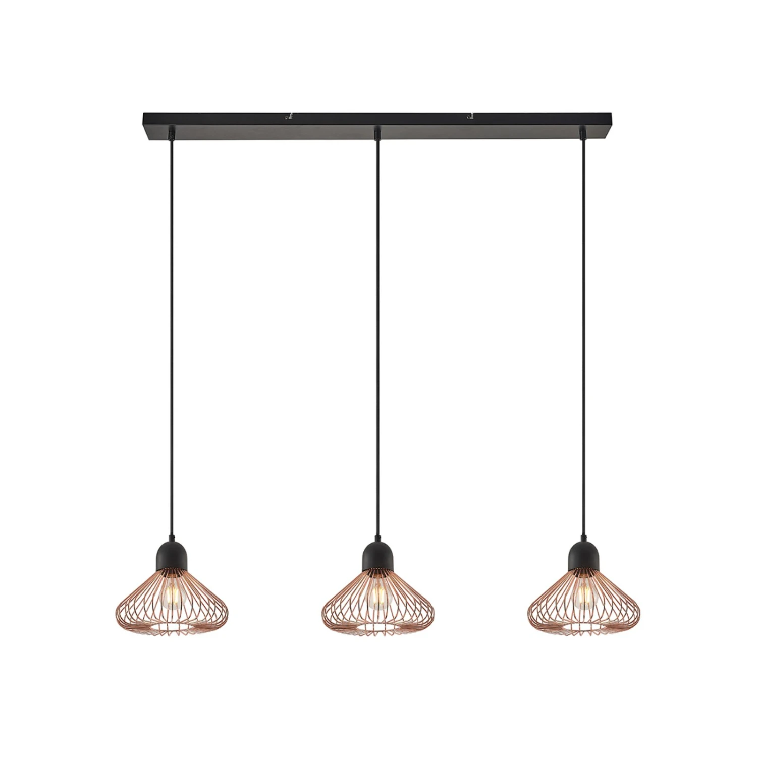 Lindby Metehan Suspension, à Trois Lampes, Cuivrée 4 Lindby Metehan Suspension, à Trois Lampes, Cuivrée – Image 2