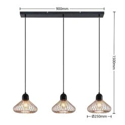 Lindby Metehan Suspension, à Trois Lampes, Cuivrée 14 Lindby Metehan Suspension, à Trois Lampes, Cuivrée -Paulmann || Hera Soldes 9628360 3