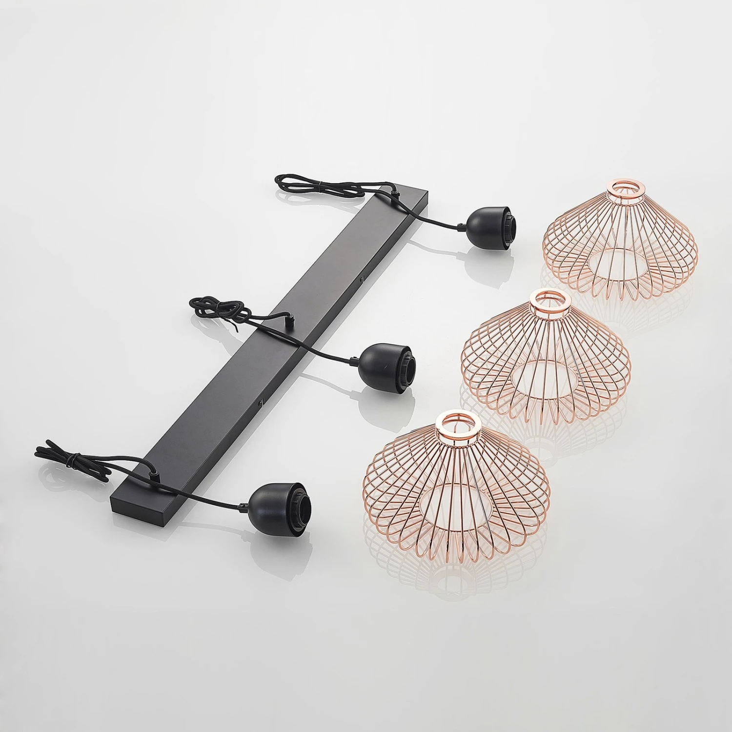 Lindby Metehan Suspension, à Trois Lampes, Cuivrée 10 Lindby Metehan Suspension, à Trois Lampes, Cuivrée – Image 8